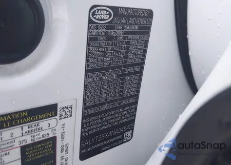 2022 Land Rover Range Rover Velar P250 R-Dynamic S from USA, damaged, VIN SALYT2EX4NA345425